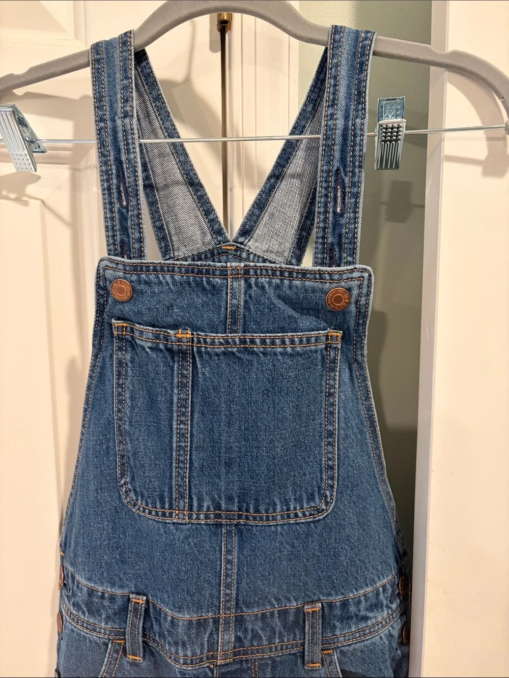 Old Navy Medium Blue Denim Overalls with Front Bib